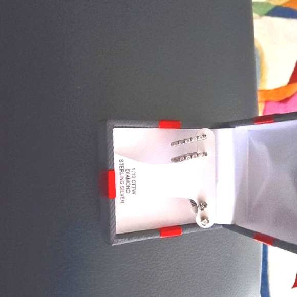 Elegant Genuine Diamond 14k Over S925 Sterling Silver 2pc Earring Set - Picture 2 of 2